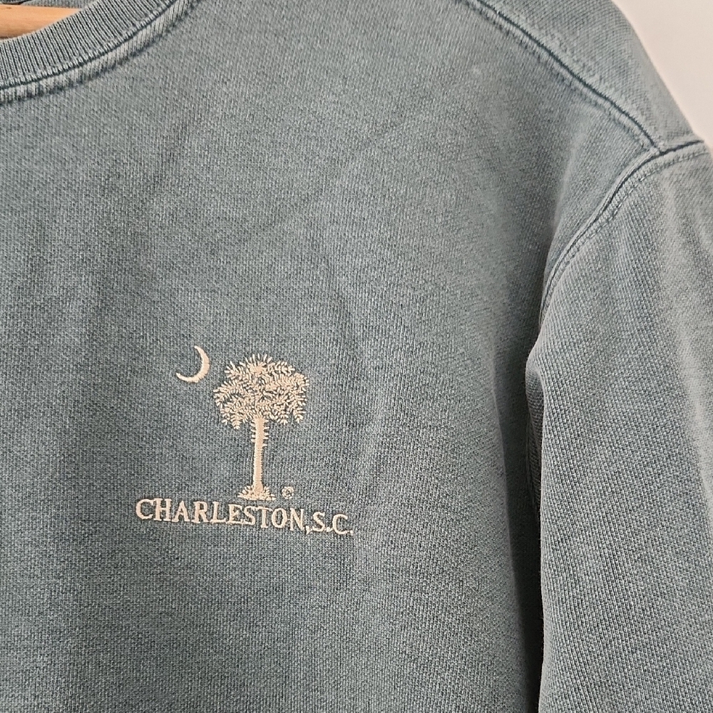 Comfort Colors Men's Crewneck Sweater‎ - Charleston S.C. Teal - Picture 2 of 5